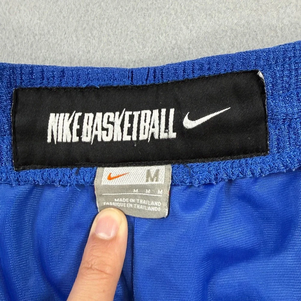 Nike Basketball Shorts Men M Blue Red Side Stripe Dazzle Swoosh Athletic Gym Y2K